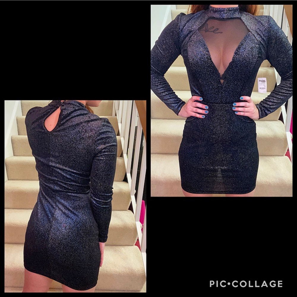 Blue and black shimmery dress